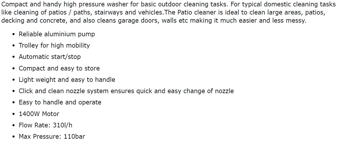 מכונת שטיפה בלחץ נילפיסק NILFISK C110 7-5 PC XTRA 1400W